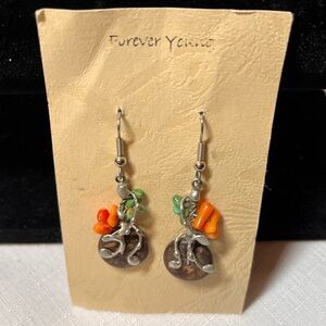 Forever Young Silver and Orange Beaded Earrings. New. Whimsical